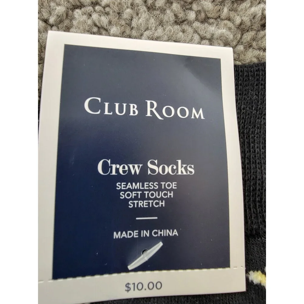Club Room Cocktail & Baseball Crew Socks Men's One Size Black/Grey 2 Pairs